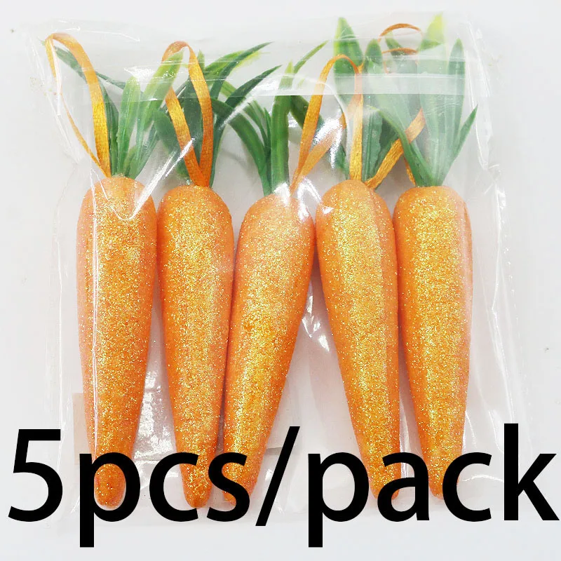 (5pcs/pack) 12 * 2cm foam dusting shiny carrot pendant Easter party decoration Easter party adds atmosphere DIY