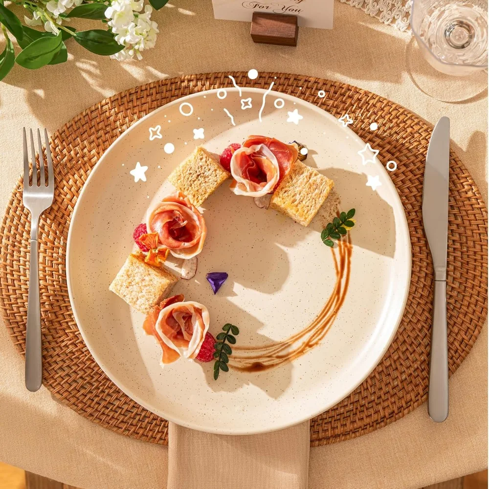 Plate Sets, 18-Piece Porcelain Round Dinnerware Set Service for 6, Neutral Colors， Plate Sets.