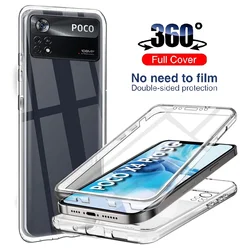 360° Full Body Protective Phone Cover with PET Glass - Shockproof Case - Mi Poco C75 5G (Clear)