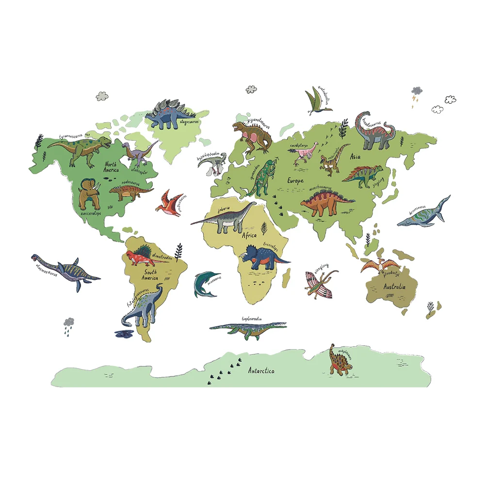 Wall Stickers Creative Dinosaur Map for Nursery Play room Kindergarten Decor Removable Waterproof Wall Decals Tile Posters, wall stickers,luminous wall stickers,vinyl decal stickers