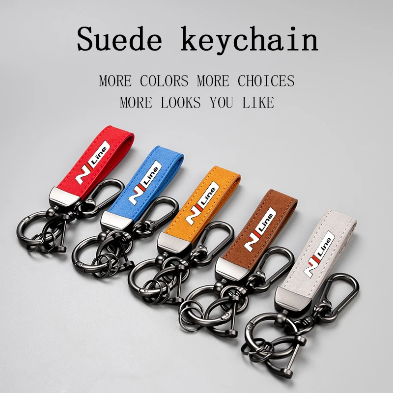 

Suede Car Keychain Ring Leather Universal Keyring For Hyundai Nline tucson kona sonata veloster i30 i20 Car interior Accessories