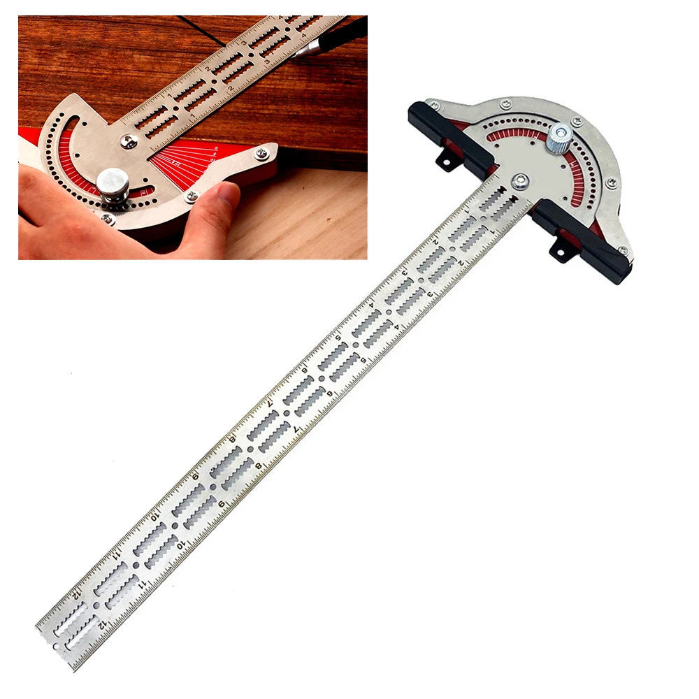 

13 Inch Adjustable Protractor Angle Finder Metal Stainless Steel Goniometer Woodworkers Edge Ruler Woodworking Measuring Tool