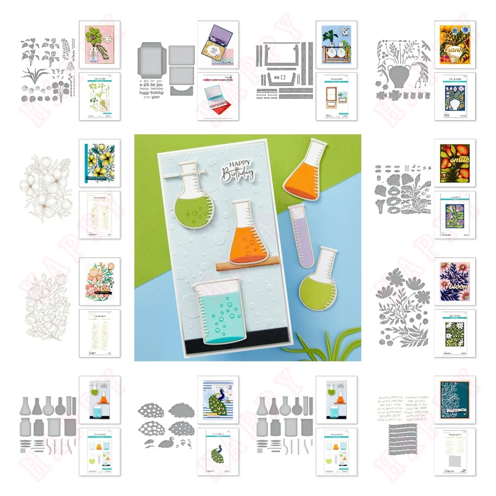 

Laboratory Glassware Metal Cutting Dies Hot Foil DIY Scrapbooking Card Paper Handmade A2 Gift Envelope Daisies Plants 2024