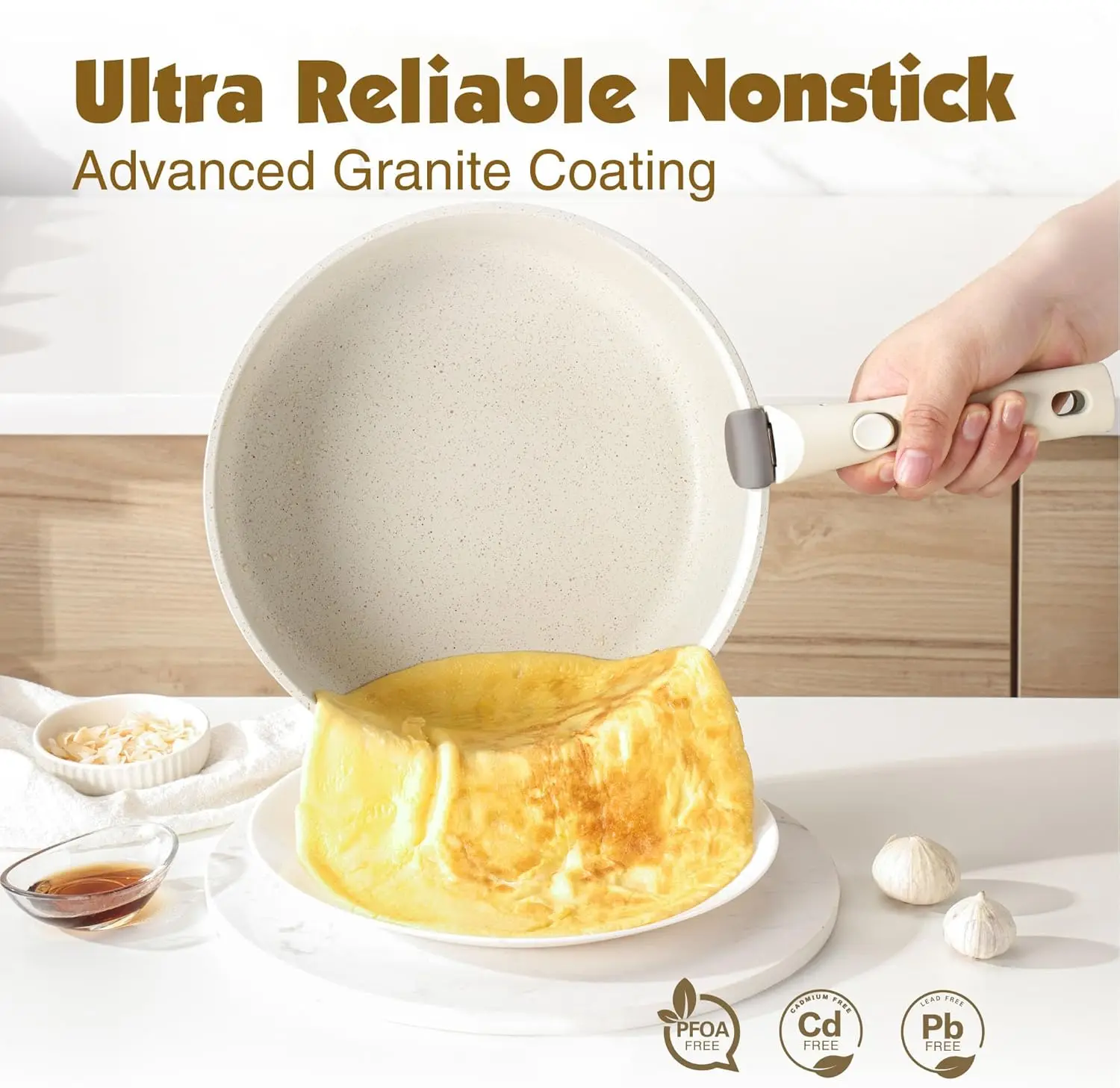 Piece Pots and Pans Set, Nonstick Detachable Handle Cookware, Induction Kitchen Cookware Set with Removable Handle, 4