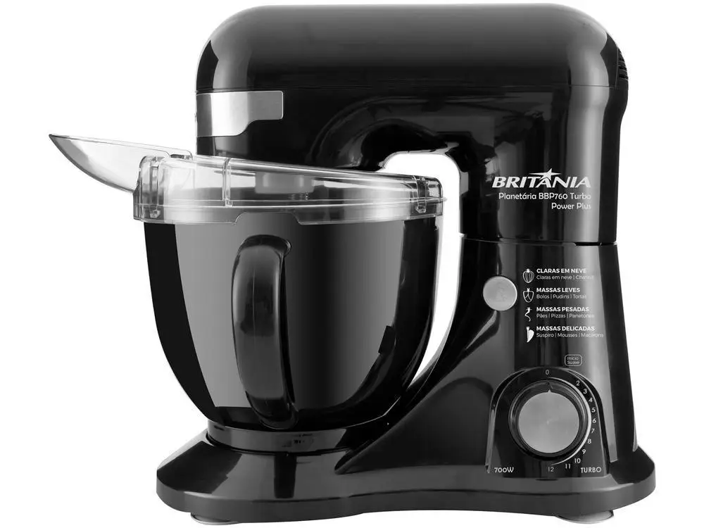 Batedeira Planetária Britânia Preta 700W - 110V 5