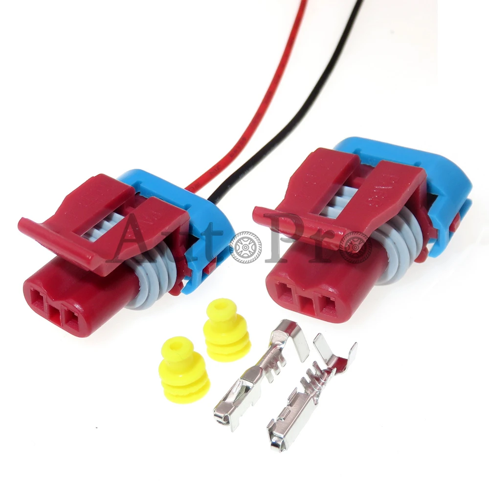 

1 Set 2 Hole Car Carbon Tank Solenoid Valve Socket with Wires 12052643 Starter Automotive Waterproof Cable Connector for Nissan