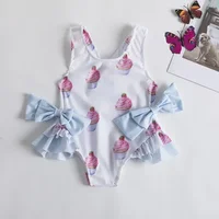 1-5Y Toddler Girls Swimsuits One Piece 2024 Fashion Beach Swimwear for Summer Bathing Suits Baby's Round Neck Ruffle Bath Bikini 6