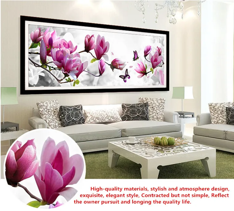 YGS-078 DIY 5D Diamonds Embroidery Butterflies play Magnolia Round Diamond Painting Cross Stitch Kits Diamond Mosaic Home Decor