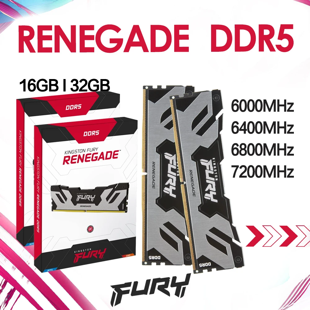 

Материнская плата FURY Renegade DDR5, память CL32 PC DIY Z790 B760 Intel AMD Gaming Rams 16 ГБ 32 ГБ 6000 6400 6800 7200 МГц D5, высокая скорость