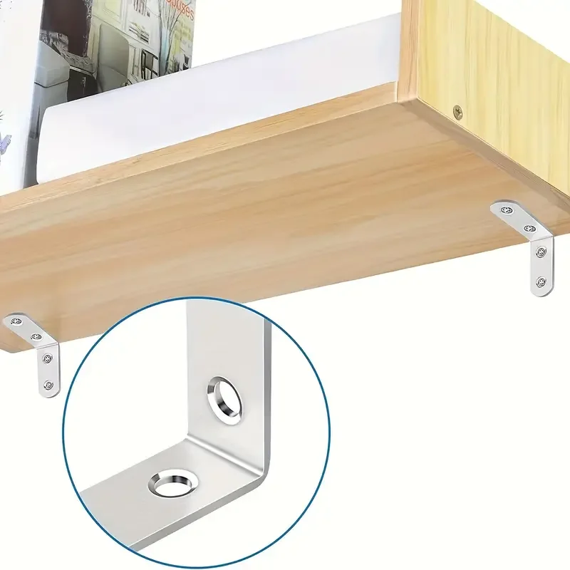 10Pcs Stainless Steel Angle Bracket 90 Degrees Right Angle Bracket With 40pcs Screws For Wooden Shelves Chairs