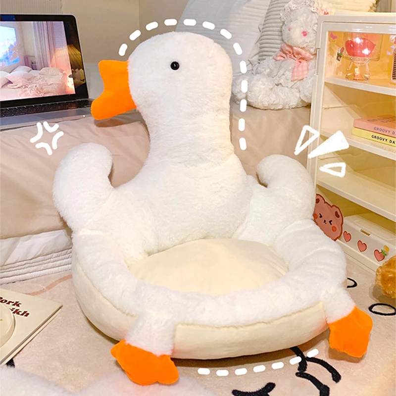 

New Cute Duck One-piece Plush Cushion For Chair Office Seat Butt Mat Soft Cushion Stuffed Waist Support Back Pad Home Decoration