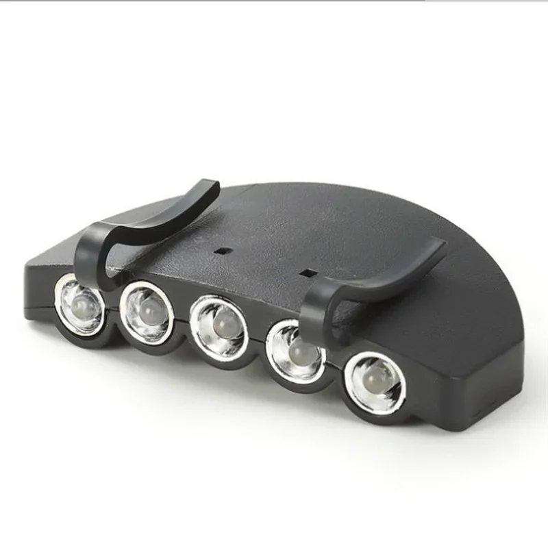 Head Flashlight Outdoor Bright 5-LED Cap Light Headlight Battery HeadLamp Head Flashlight Head Cap Hat Light Clip On Night Fishing Lights