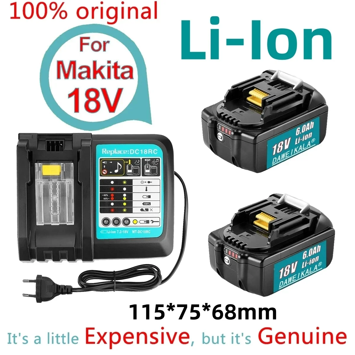 

Makita-batería de litio de repuesto, pila de 18V mejorada, BL1860, BL1850B, BL1850, BL1840, BL1830, BL1820, BL1815, LXT-400,2022