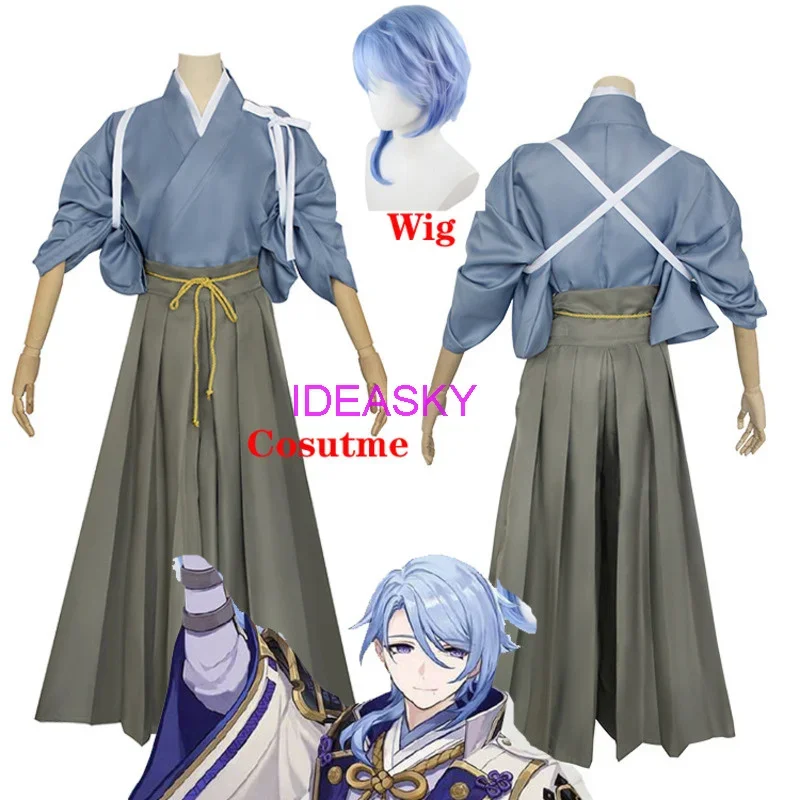 

Genshin Impact Ayato Cosplay Kimono Kendo Suit Wig Anime Game Kendougi Hakama Kamisato Ayato Cosplay Costume clothings