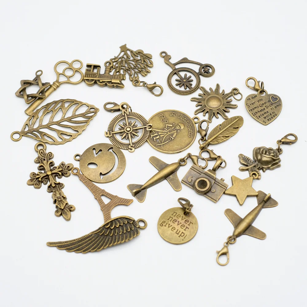 Vintage Metal Pendant Bronze Diy Charm Star Signs Astro Citation Bookmarks Pendant Diary Decoration Necklace Ornament