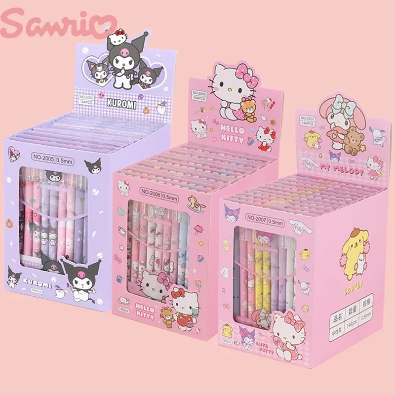 

12pcs Sanrio Erasable Black Gel Pen Hello Kitty Kuromi Cinnamoroll Melody Neutral Pens Student Stationery Office School Supplies