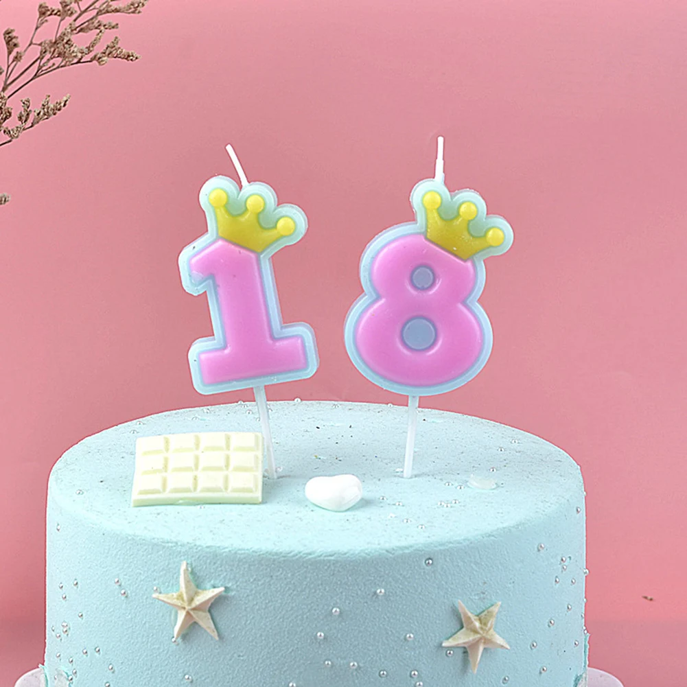 번호 0-9 생일 초, 생일 축하 케이크 초, 어린이 성인 결혼식/파티 크라운 초 케이크 장식 도구, 1 개