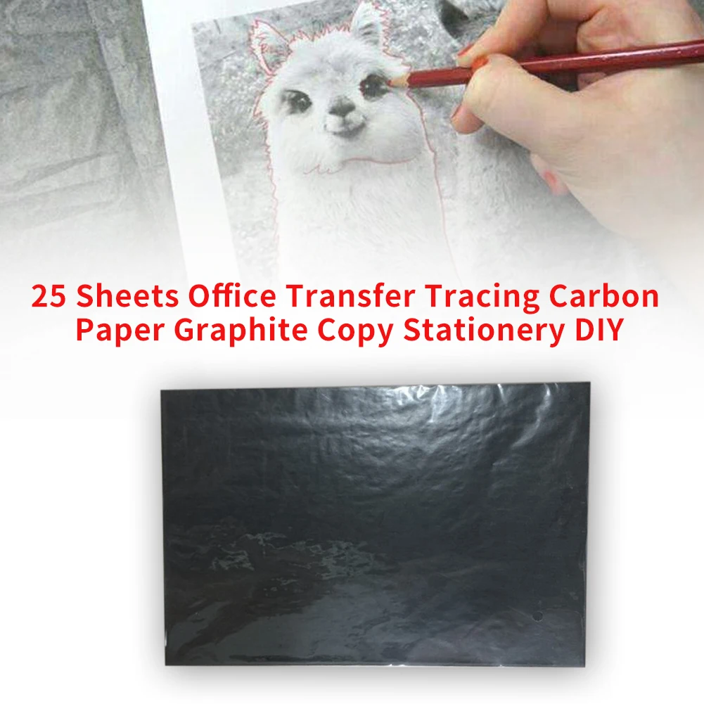 25 Sheets Art Craft Graphite DIY Transfer Tracing Copy Carbon Paper Wood Burning Office Stationery Painting Accessories Legible