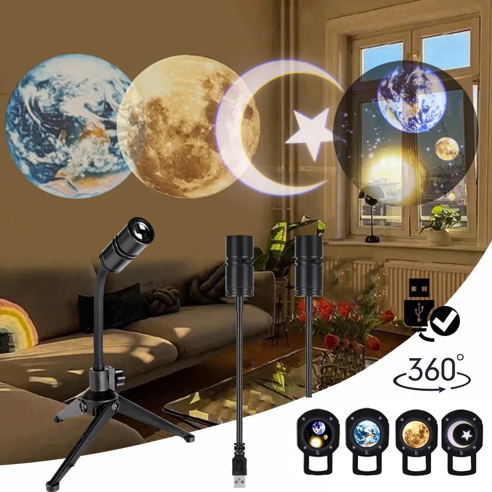 veilleuse Projecteur Led produisant l'image de la terre et de la lune