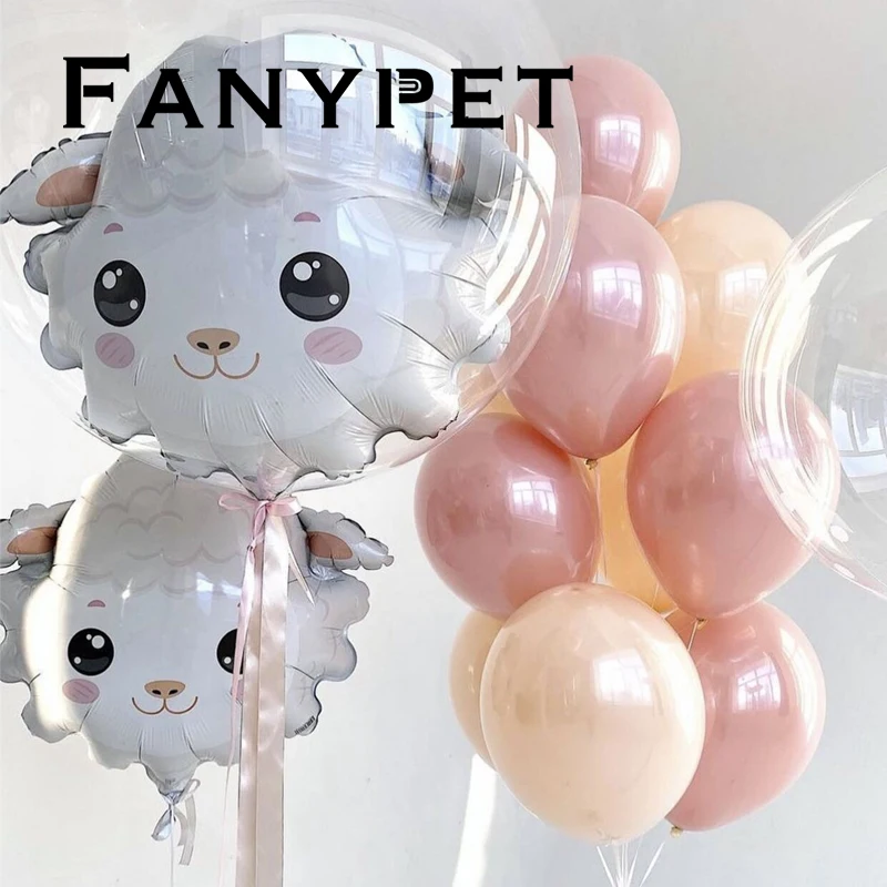 2pcs White Head sheep Foil Balloons for Children's happy birthday party decorations Baby Shower wedding marriage room balloons 19pcs 1st happy birthday confetti balloons foil number balloons first baby boy girl party decorations my 1 year supplies