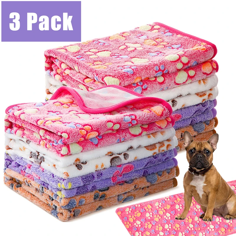 3PackPuppyDogBlanketFlannelFleecePetBedSheetSoftCatandDog