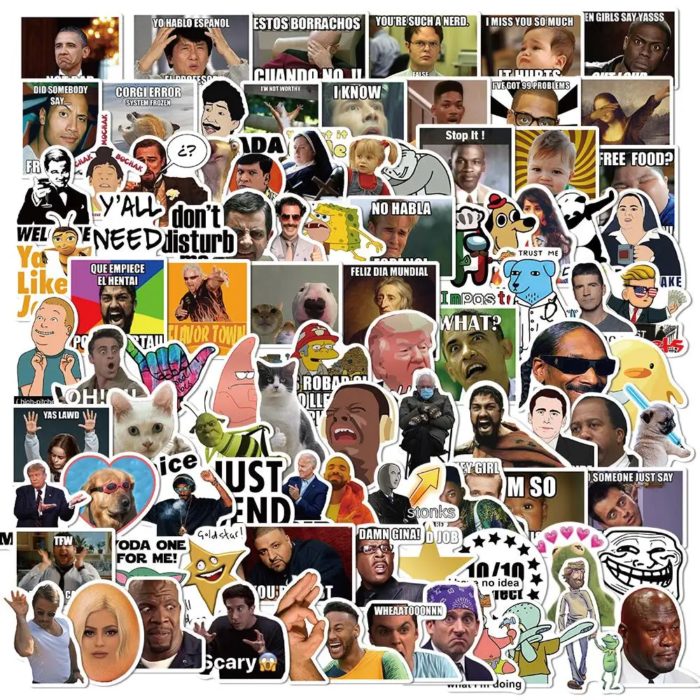 

10/50/100pcs Funny Meme Classic Stickers for Laptop Phone Fridge Scrapbooking Car Luggage Decals Sticker Style Trendy Kids Toys