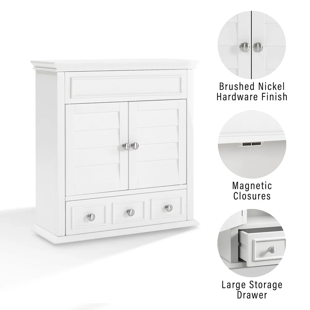 Storage Louvered Doors Deep Bathroom Medicine Cabinet with Drawer