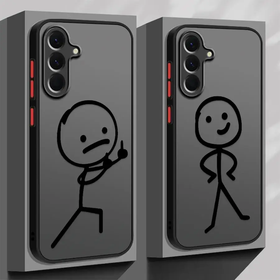 Cute Stick Figure Lines Phone Case - Stylish Back Cover Design