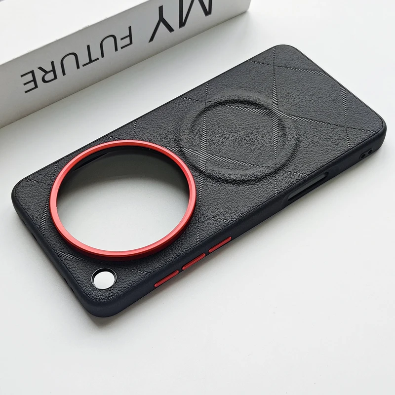 Luxurious Magnetic Embossed PU Leather Non-Slip Phone Case with Metal Camera Frame
