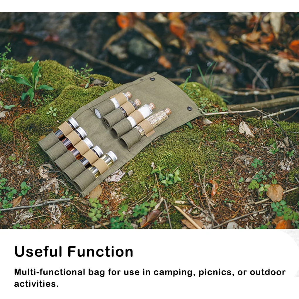 Camping Storage Bag Camping Seasoning Bottles Storage Bag Pouch Multifunctional Folding Large Capacity Picnic Travel Hiking Holder Sand