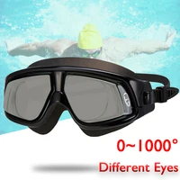 -1.5 To -10.0 Myopia Swim Eyewear Silicone Large Frame Anti Fog Swimming Goggles Custom Different Degree For Left Right Eyes 1