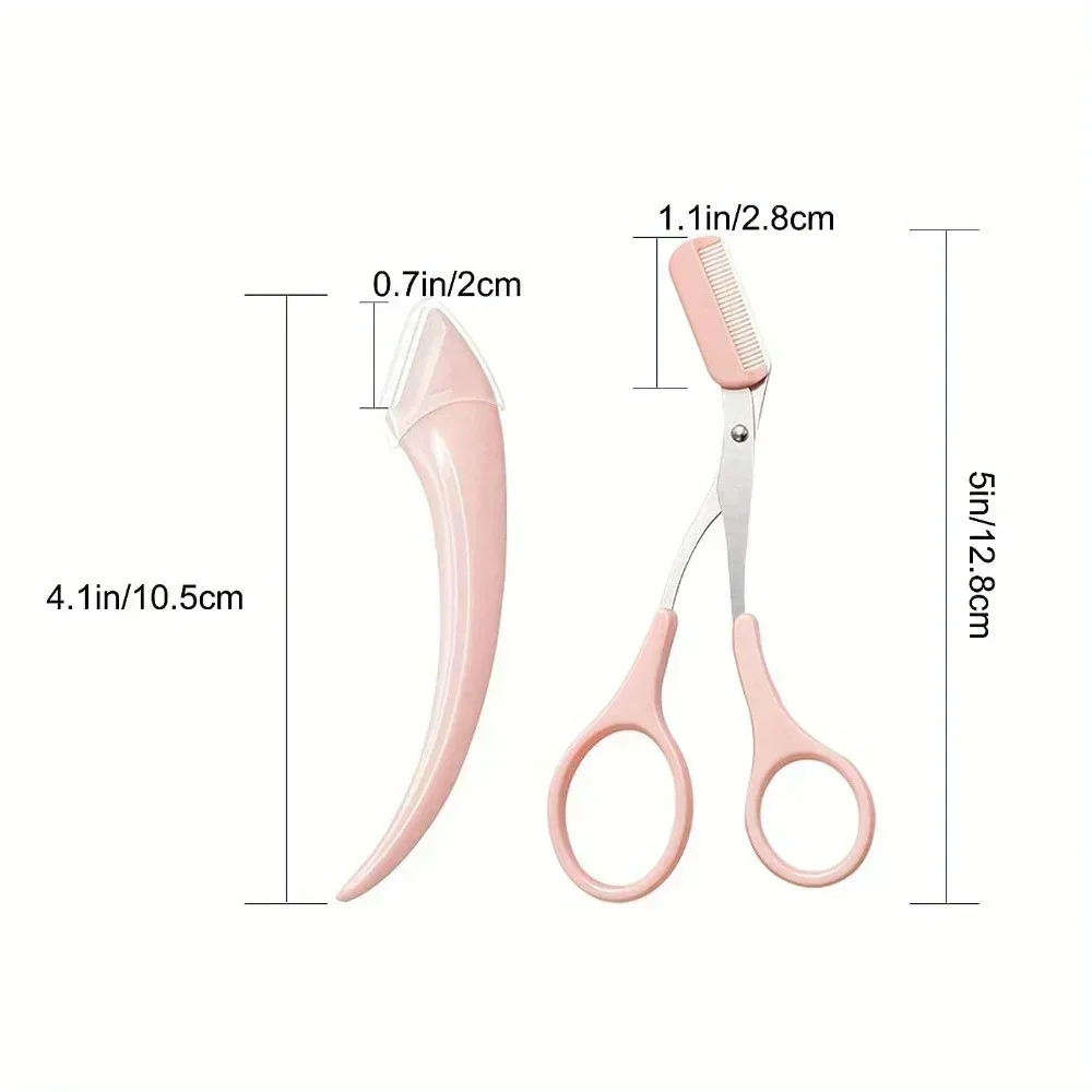 Set of Three Women's Eyebrow Comb Scissors Spatula Accessories Professional Eyebrow Trimmer Eyebrow Cutter Eyebrow Razor. 5