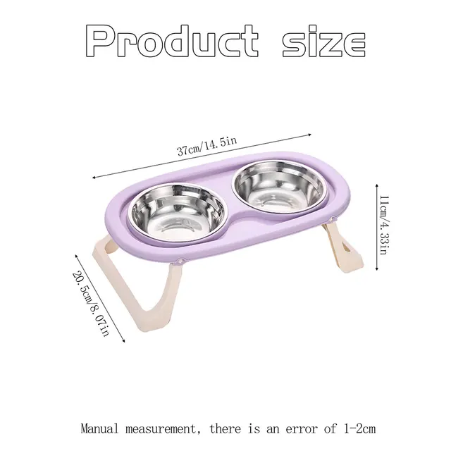 1PC Foldable Stainless Steel Pet Bowl Cat Food Bowl Cat Bowl Dog Food Bowl Neck Protection High Foot Double Bowl 5