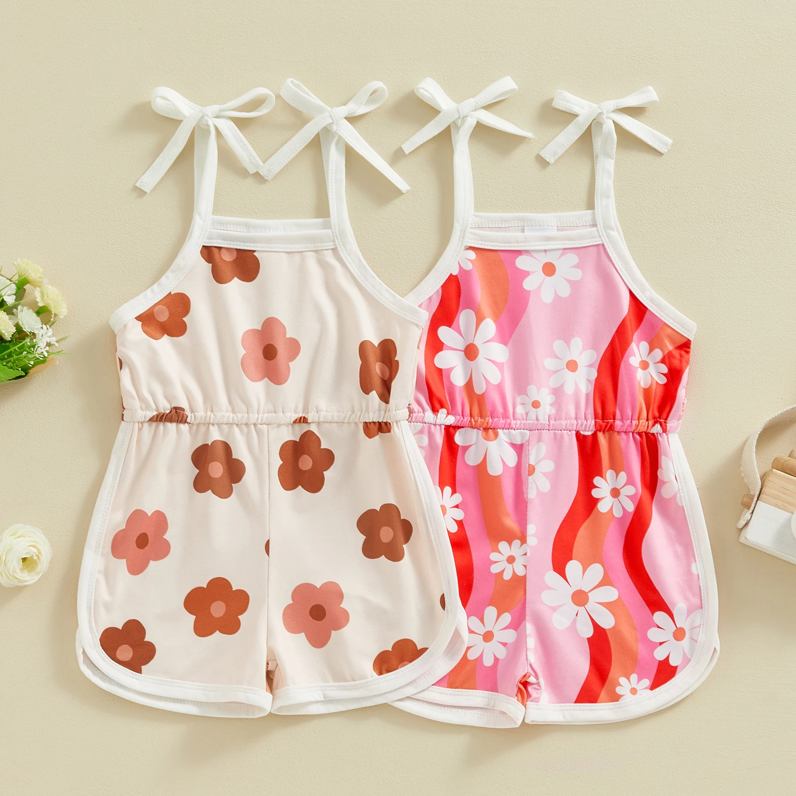 Baby Girls Summer Jumpsuits 0-24M Sleeveless Square Neck Flora Print Shorts Playsuit baby jumpsuit cotton jumpsuit baby clothing