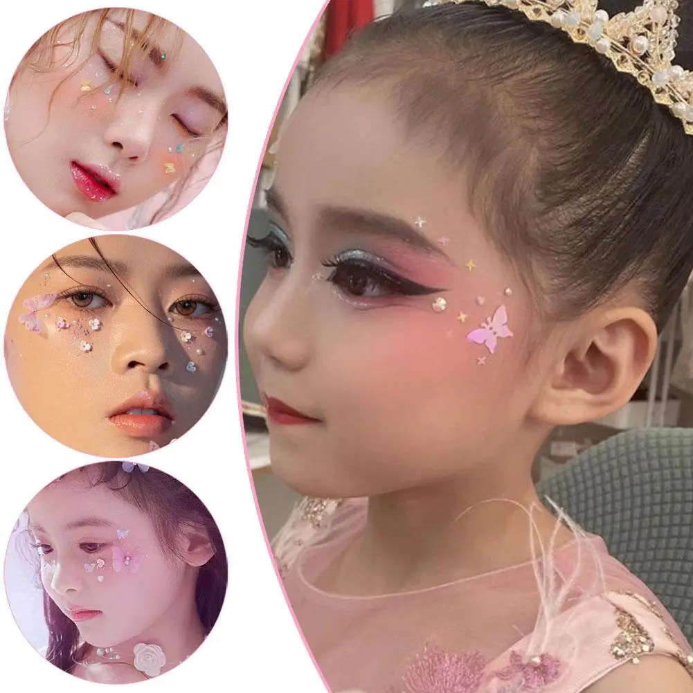 

1Box Eyes Face Makeup Facial Decoration Patch Butterfly DIY Diamond Sequin Glitter Art Pearl Decoration Adhesive J6Y8