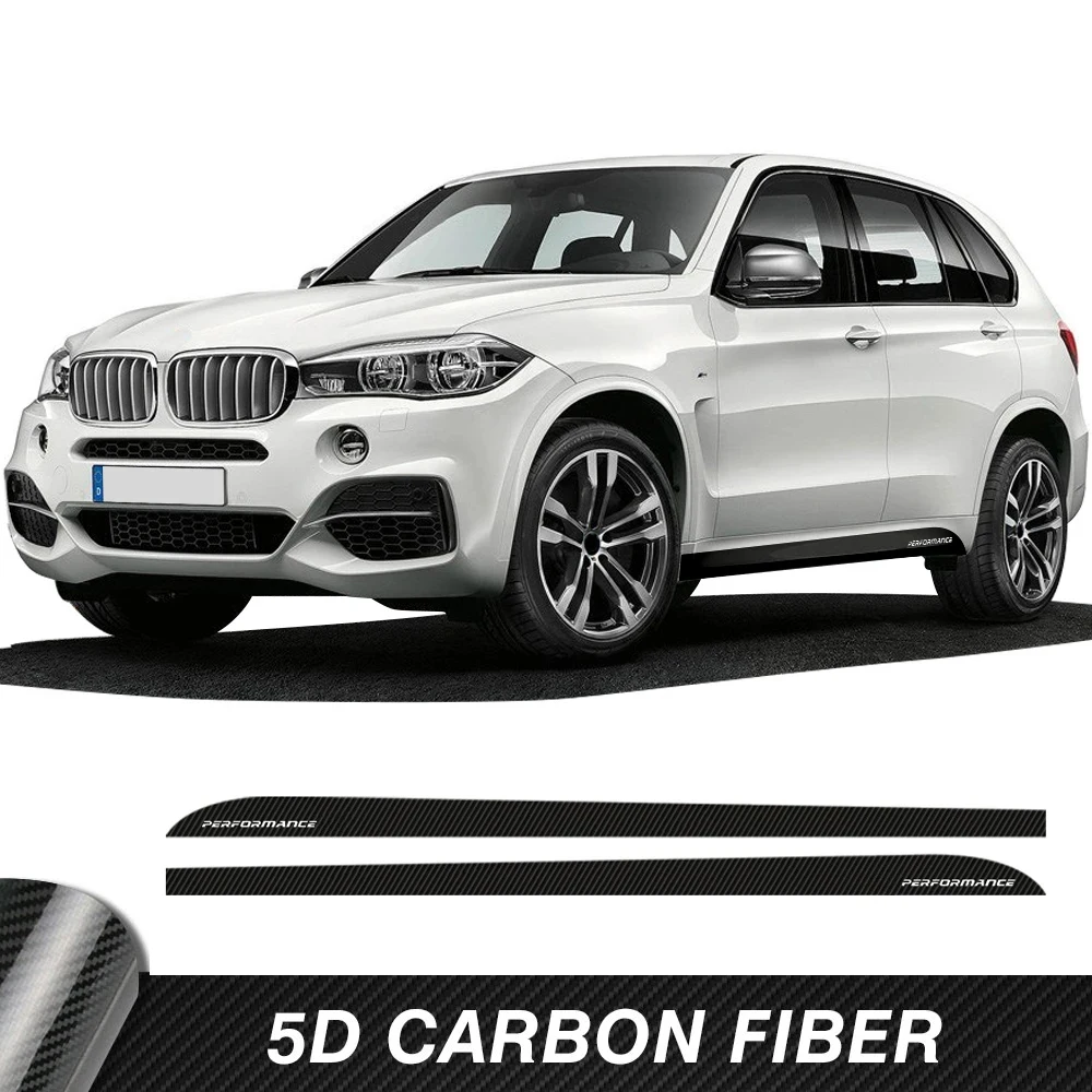 5D 탄소 섬유 비닐 M 성능 자동차 스티커 레이싱 사이드 스트라이프 씰 스커트 데칼, BMW X5 E70 F15 F85 액세서리 2 개