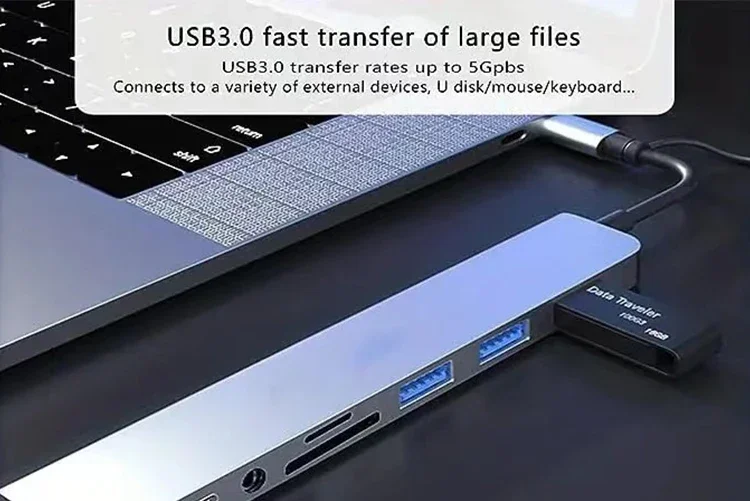 8-in-1 Usb-c Hub With Sd Tf Card Reader And Usb Port For Laptop_voghion.com