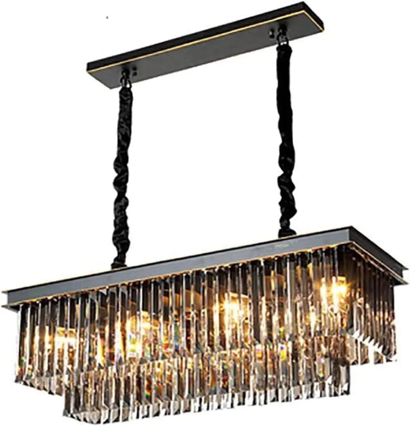 

Chandelier Rectangular Crystal Chandeliers Light Led Crystal Hanging Light Fixture Dining Room Living Room/Black