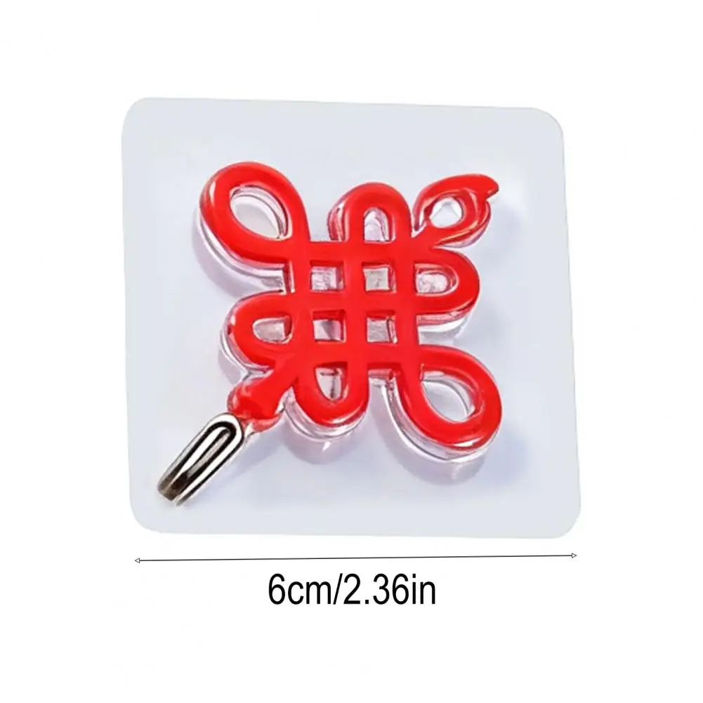 8Pcs 6cm Chinese Style Self-adhesive Hooks Installation Festive Decor Hooks Red Lanterns Chinese Knots Hooks For Spring Festival