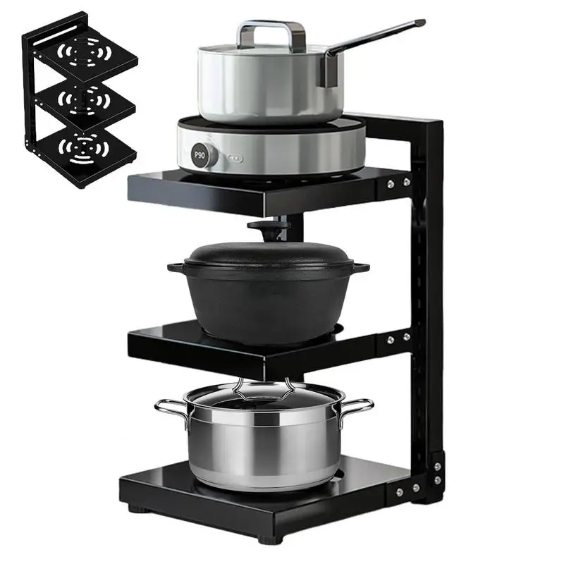 

2 Tiers Pan Pot Rack Kitchen Organizer Adjustable Cabinet Pantry Rack Cupboard Organizer Kitchen Sink Rack Pan Holder