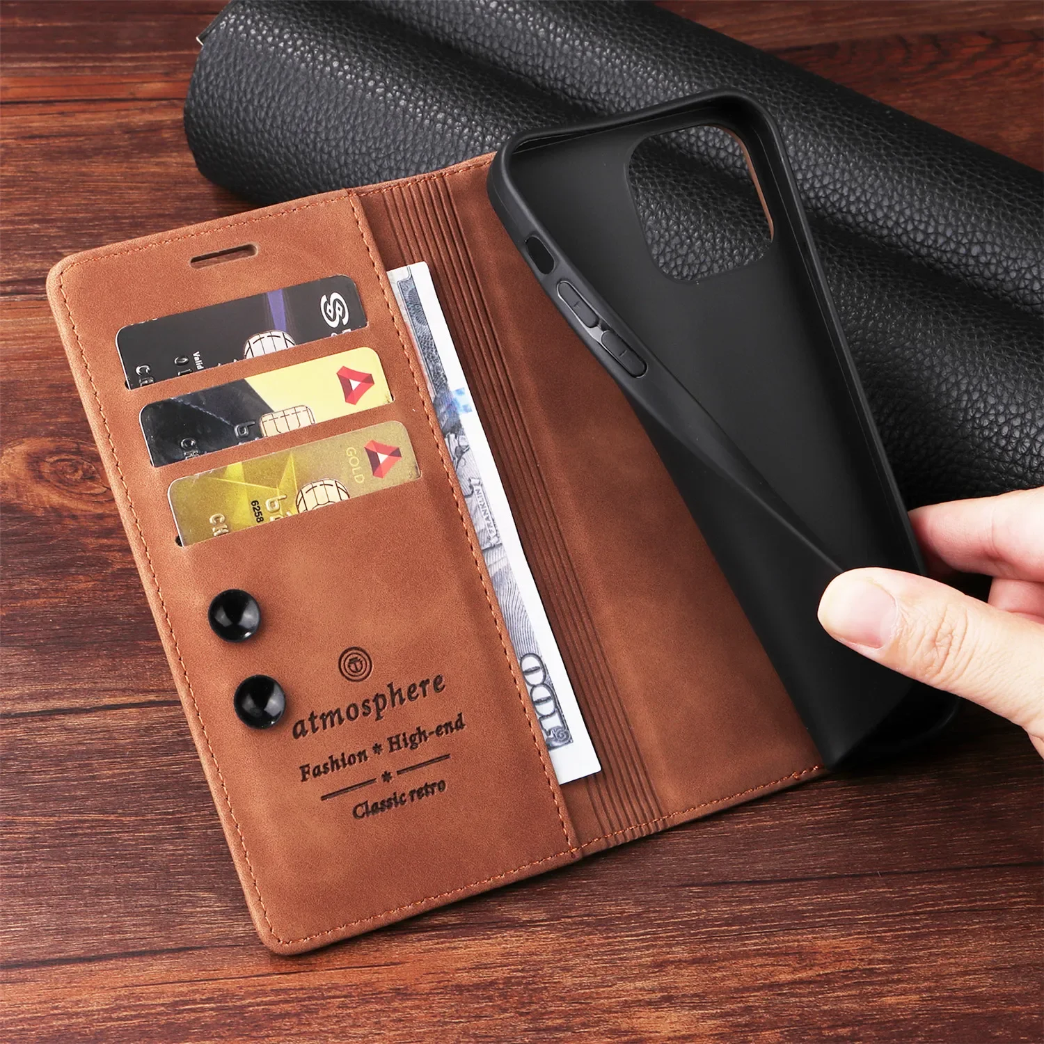 Leather Flip Wallet Phone Cover