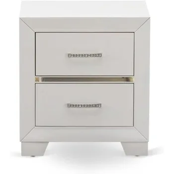 PA05-Q2N000 Pandora 3-Piece Bedroom set with an Adjustable LED lighting Headboard Queen Size Bed 2 modern nightstands - White F 5