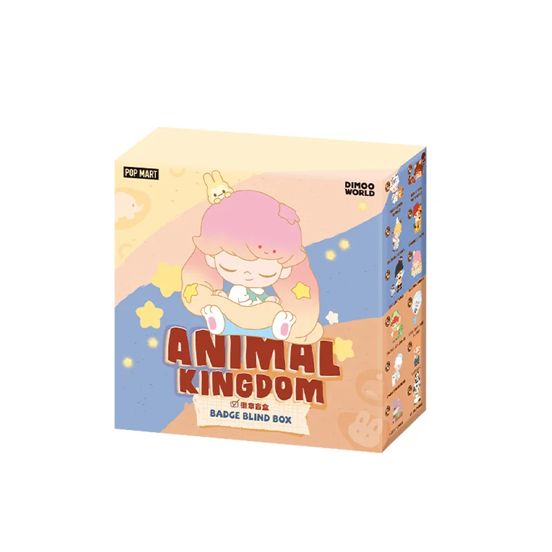 POP MART Dimoo Animal Kingdom Series - Badge Blind Box Surprise Box Original Action Figure Cartoon Model Mystery Box Collection