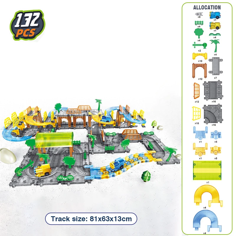 Electric Splicing Track Train Building Interconnect Blocks Toy for Boys Girls Puzzle Education Assembling Track Trains Kids Toy