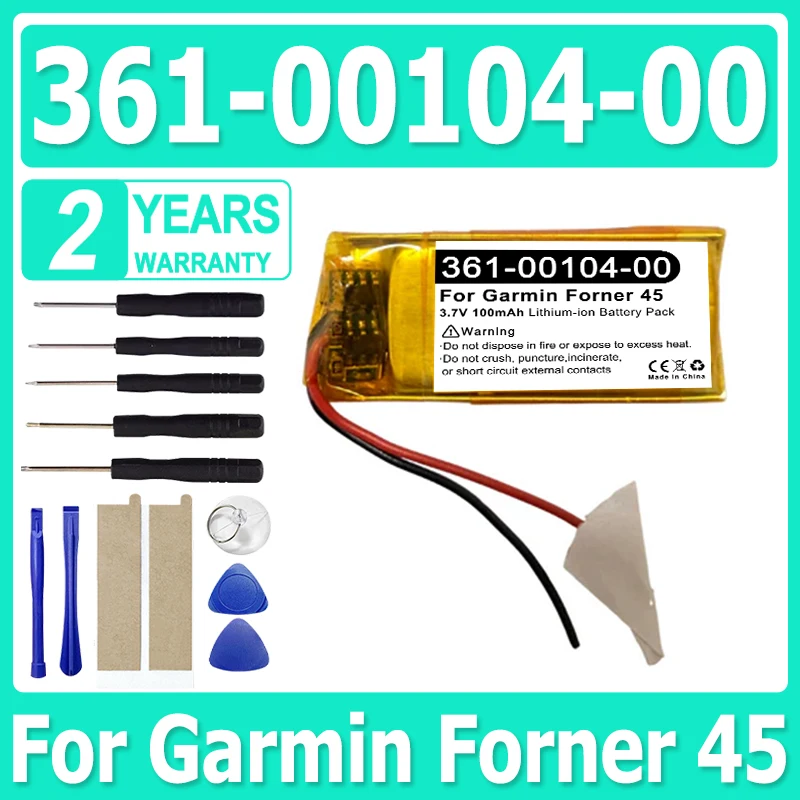 סוללת שעון חכם חדשה לחלוטין 361-00104-20 361-00104-00 עבור Garmin Forner 45 קיבולת גבוהה של 100mAh + כלי עבודה חינם
