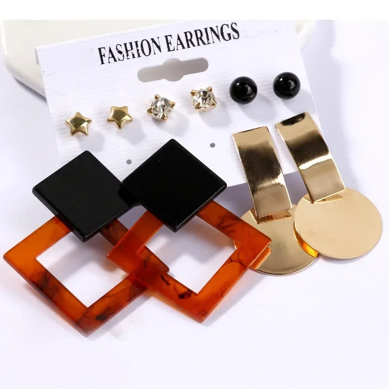 Women Earrings Set Tassel Pearl Bohemian Fashion Geometric Kolczyki Hoop dangle earrings,hoop earrings,pearl earrings,crystal tassel earrings