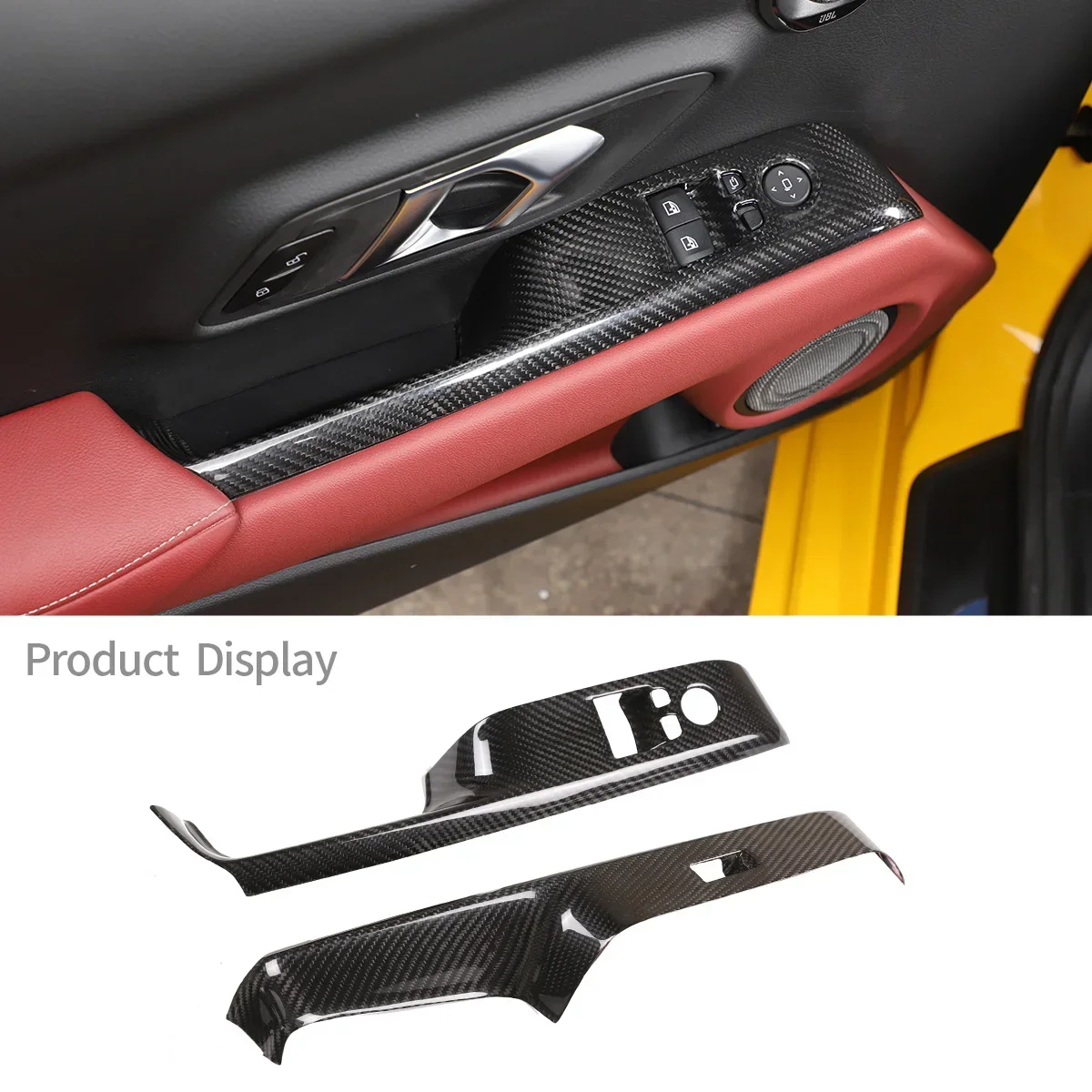 

For Toyota GR Supra A90 2019-2022 Real Carbon Fiber Car Window Glass Lifting Decorative Panel Sticker Car Interior Accessories