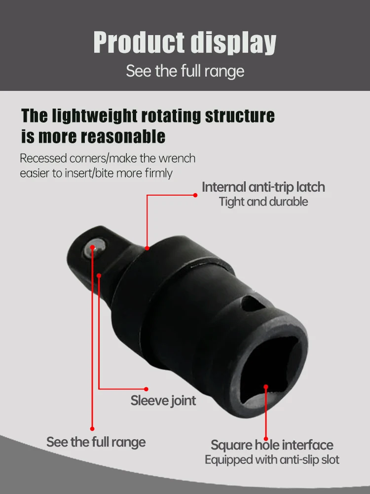 Swivel Impact Universal Socket adapter For 1/2 inch Drive Joints socket 360&deg;/ 90&deg; rotation Socket Adapter Hand Tool