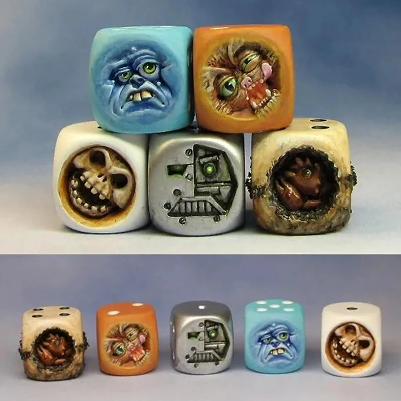 Funy Monster Face Resin Dice Set Halloween Tabletop Game Props Table Games Role