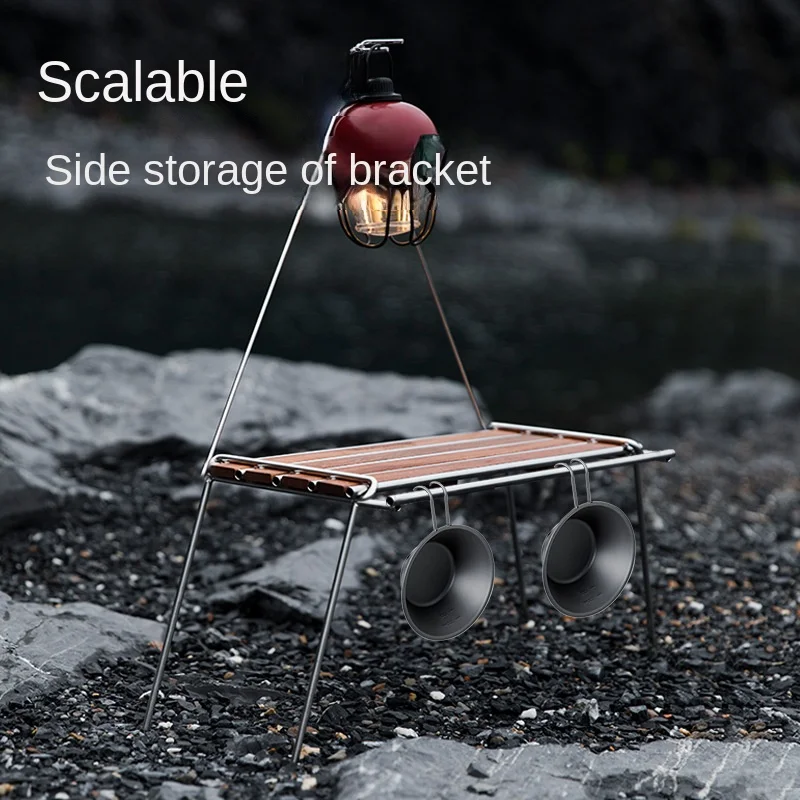 Outdoor Camping Rack Beautiful Practical 304 Stainless Steel Sabilli Wood Folding Detachable Family Picnic Rack Small A Table